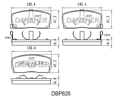 Комплект тормозных колодок, дисковый тормоз DANAHER DBP626 для GEELY MEIRI