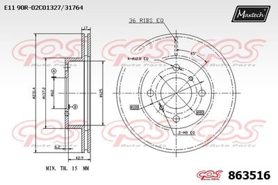 Тормозной диск MAXTECH 863516 для HAFEI BRIO