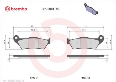 Bremžu uzliku kompl., Disku bremzes BREMBO 07BB0495