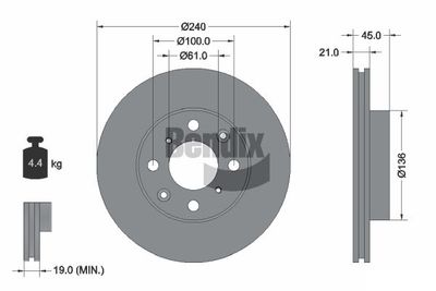 BENDIX Braking BDS1960 Тормозные диски  для HONDA CIVIC (Хонда Цивик)
