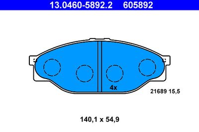 Комплект тормозных колодок, дисковый тормоз ATE 13.0460-5892.2 для TOYOTA HIACE