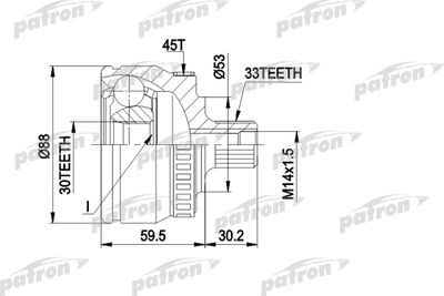Шарнирный комплект, приводной вал PATRON PCV1239
