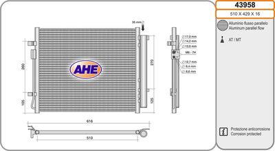 Конденсатор, кондиционер AHE 43958 для KIA SORENTO