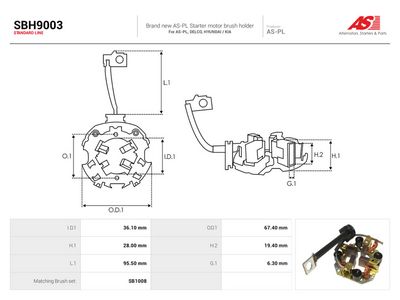 Børsteholder, starter AUTOSTARTER SBH9003