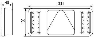 Achterlicht Rechts (LED, 24V, red/transparant/wit, met indicator, anti-fog licht, achteruitrijlicht, met stoplicht, parkeerlicht, driehoekige reflector)