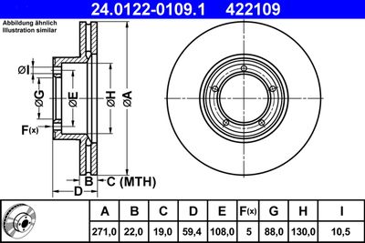 Тормозной диск ATE 24.0122-0109.1 для OPEL DIPLOMAT