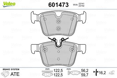 Комплект тормозных колодок, дисковый тормоз VALEO 601473 для JAGUAR E-PACE