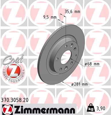 Тормозной диск ZIMMERMANN 370.3058.20 для MAZDA CX-3