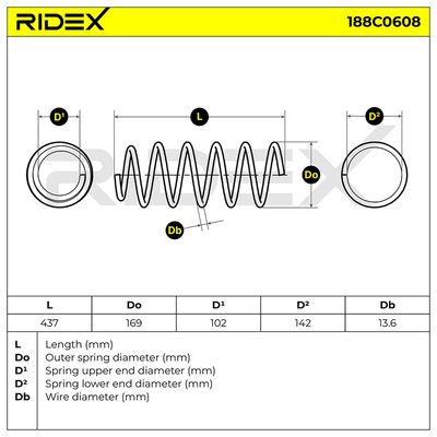 пружина за ходовата част RIDEX 188C0608