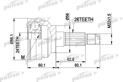 Шарнирный комплект, приводной вал PATRON PCV3025 для MAZDA 323