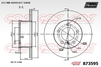Тормозной диск MAXTECH 873595 для PUCH G-MODELL