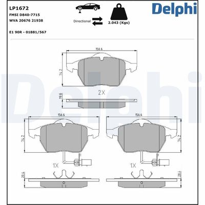 Brake Pad Set, disc brake LP1672