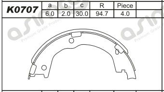 ASIMCO Brake Shoe Set, parking brake