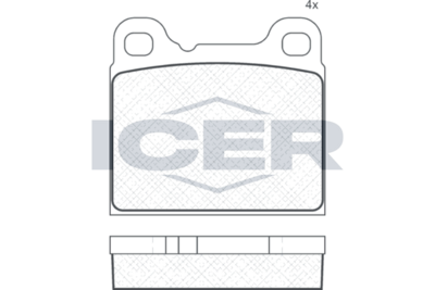 комплект спирачно феродо, дискови спирачки ICER 180890