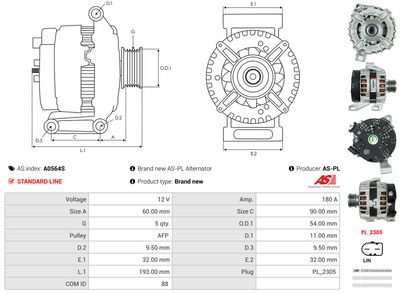 GENERATOR / ALTERNATOR AS-PL A0564S 4