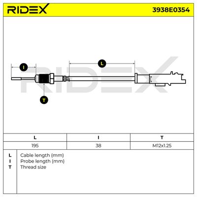 датчик, температура на изгорелите газове RIDEX 3938E0354