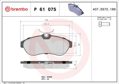 Brake Pad Set, disc brake P 61 075