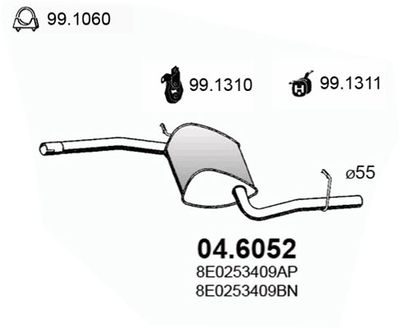 ASSO 04.6052 Глушитель выхлопных газов  для AUDI A4 (Ауди А4)