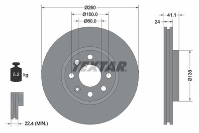 Тормозной диск TEXTAR 92111103 для OPEL TIGRA