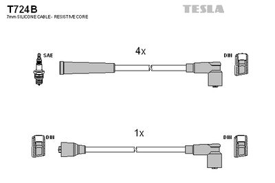 Комплект проводов зажигания TESLA T724B для CITROËN C25