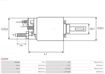 Solenoid Switch, starter SS5009