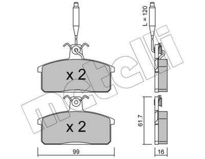 Комплект тормозных колодок, дисковый тормоз METELLI 22-0026-3 для SEAT RONDA