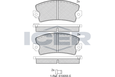 Комплект тормозных колодок, дисковый тормоз ICER 180061 для RENAULT 16