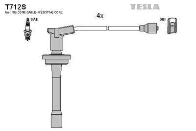Комплект проводов зажигания TESLA T712S для GAZ GAZELLE