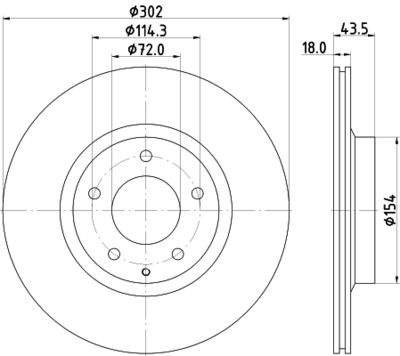 Тормозной диск HELLA 8DD 355 115-211 для MAZDA RX-8