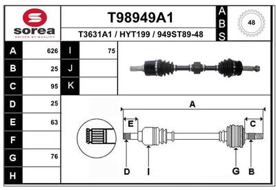 Приводной вал EAI T98949A1 для HYUNDAI GETZ
