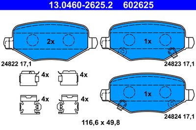 Комплект тормозных колодок, дисковый тормоз ATE 13.0460-2625.2 для FIAT FREEMONT
