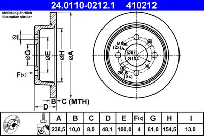 Тормозной диск ATE 24.0110-0212.1 для HONDA CONCERTO
