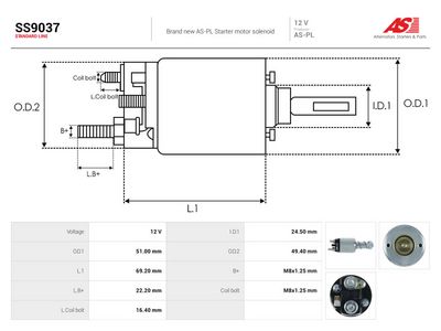 Solenoid, startmotor AS-PL SS9037