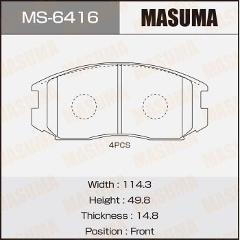 Комплект тормозных колодок MASUMA MS-6416 для TOYOTA CAMI