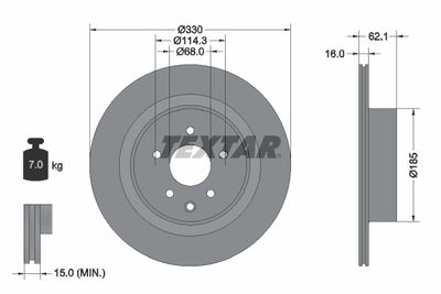 Тормозной диск TEXTAR 92319703 для INFINITI EX