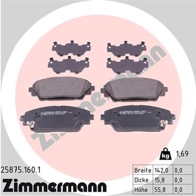 Комплект тормозных колодок, дисковый тормоз ZIMMERMANN 25875.160.1 для MAZDA CX-30
