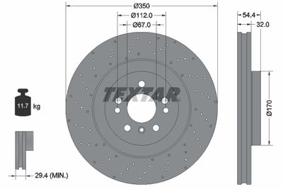 Тормозной диск TEXTAR 92254405 для MERCEDES-BENZ GLS