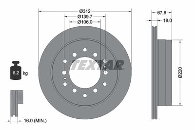 TEXTAR 92170103 Тормозные диски  для TOYOTA FJ CRUISER (Тойота Фж круисер)
