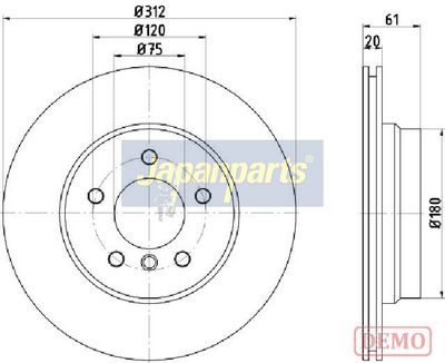 спирачен диск JAPANPARTS DP-0108C