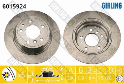 GIRLING 6015924 Тормозные диски  для BMW 7 (E32) 730 i,iL