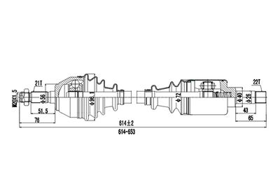 Приводной вал DYNAMATRIX DDS210164 для CITROËN AX