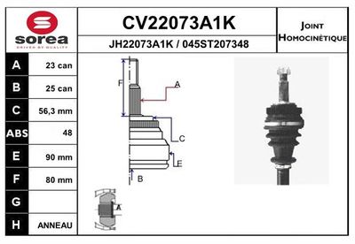EAI CV22073A1K ШРУС  для RENAULT ESPACE (Рено Еспаке)