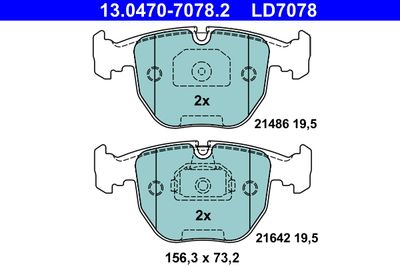 ATE 13.0470-7078.2 Тормозные колодки и сигнализаторы  для BMW 5 (Бмв 5)