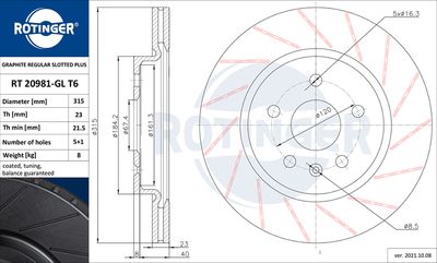 спирачен диск ROTINGER RT 20981-GL T6