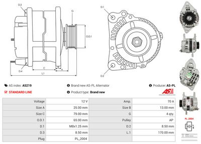 GENERATOR / ALTERNATOR AS-PL A5219 4