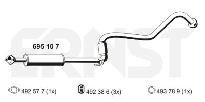 ERNST 695107 Глушитель выхлопных газов  для NISSAN PRIMERA Hatchback (P11) 2.0 16V
