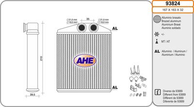 AHE 93824 Радиатор печки  для CHEVROLET CORSA (Шевроле Корса)