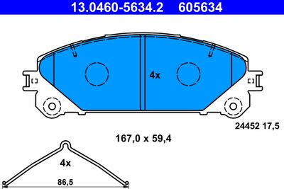 Комплект тормозных колодок, дисковый тормоз ATE 13.0460-5634.2 для TOYOTA ALPHARD