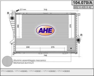 AHE 104.070/A Радиатор охлаждения двигателя  для BMW Z1 (Бмв З1)