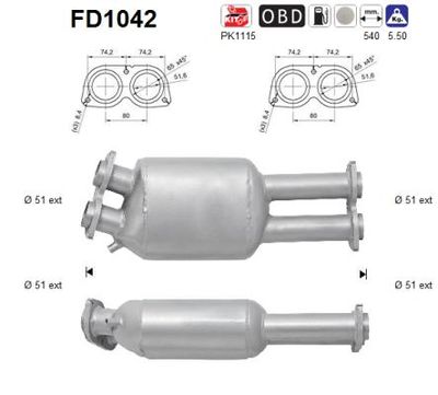 Filtr sadzy / filtr cząstek stałych, układ wydechowy AS 18307793773